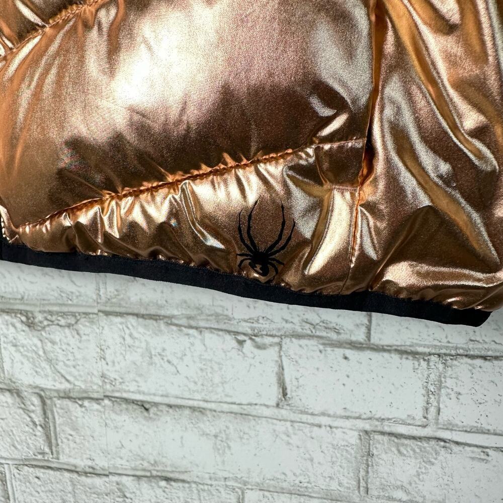 Spyder Coat Alyce Puffer Jacket Thermaweb Metallic Hooded Outdoor Rose Gold L - Picture 6 of 13